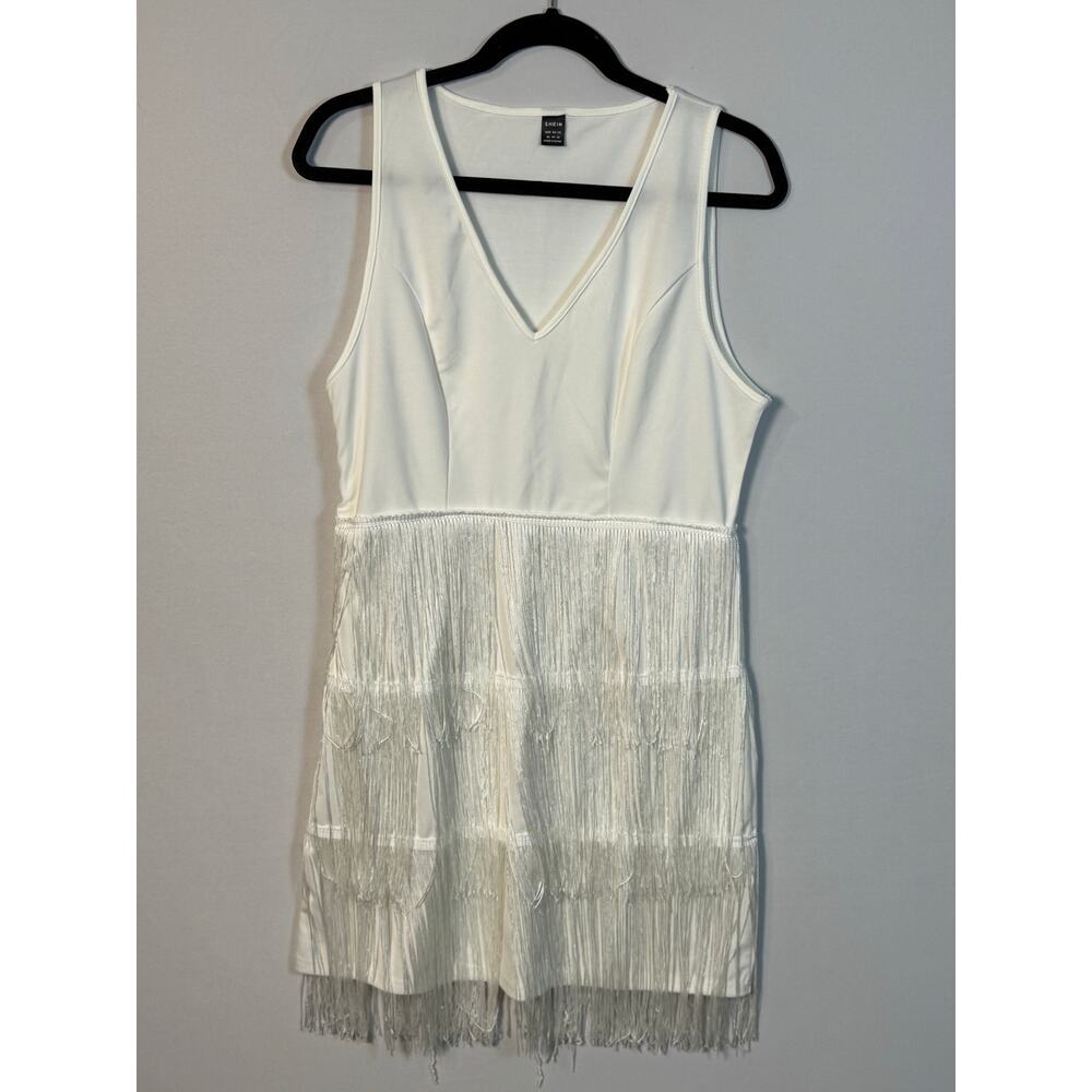 Shein White Fringe Dress Women’s Size XL Bridal Shower Bachelorette